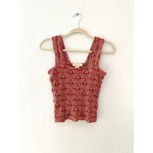 Coco & Shay Smocked Sleeveless Top Women’s M/L Red Textured Stretch Boho Resort